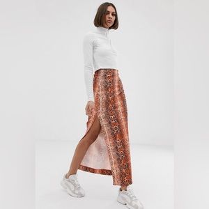 Snakeskin maxi skirt with slit